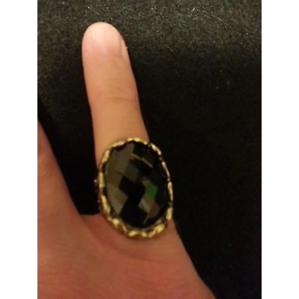 Vintage Captain Jack Style Black Oval Gemstone Ring - USA Size 8 - Picture 4 of 11